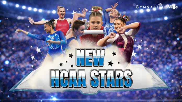 2026 NCAA gymnastics freshmen Mackenzie Estep, Tiana Sumanasekera, and Ashlee Sullivan competing