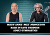 Mary-Anne Mez Monckton smiling on Back to Basics by GymnasticsVille podcast in her CAPTivate Adult Gymnastics shirt